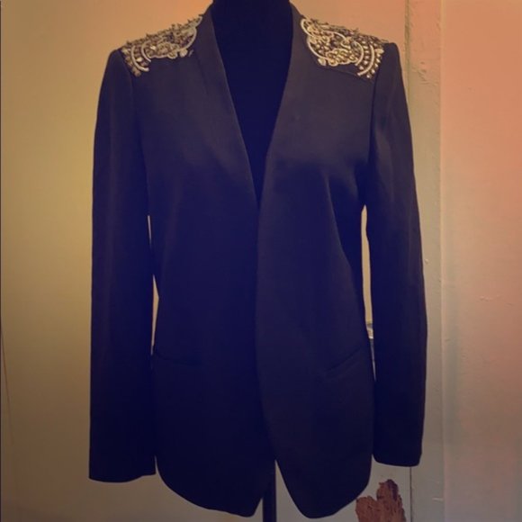 H&M black blazer with shoulder embroidery- 10 - Picture 1 of 7